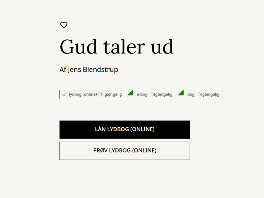 Eksempel på en visning af de nye knapper til "Prøv lydbog (online)" og "Lån lydbog (online)".