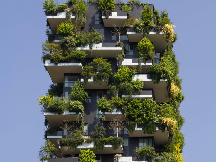 Højhus med planter
